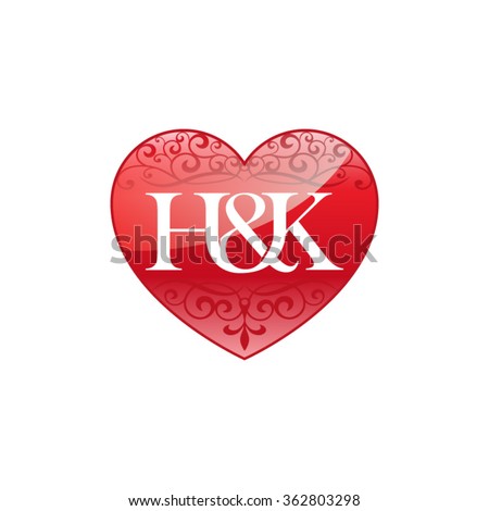 Hk Initial Letter Couple Logo Ornament Stock Vector Royalty Free