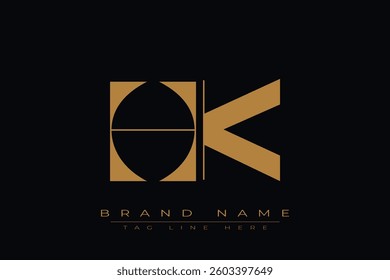 HK initial letter logo design. Letter H and K luxury alphabet letter logo icon template