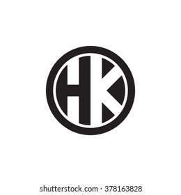 HK initial letters circle monogram logo