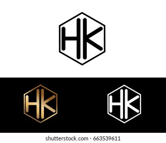 HK initial letters linked with hexagon shape logo
