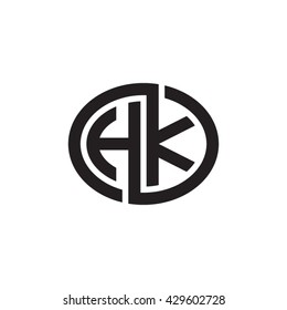 HK initial letters looping linked ellipse monogram logo