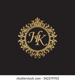 HK initial luxury ornament monogram logo