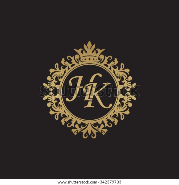 Hk Initial Luxury Ornament Monogram Logo image vectorielle de stock