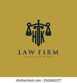 HK initial monogram for lawfirm logo with sword and scale