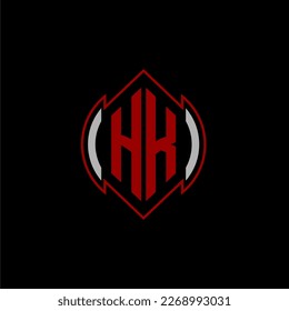 Logotipo de monograma inicial de HK para juegos con diseño de estilo de línea gemotérica sobre fondo aislado