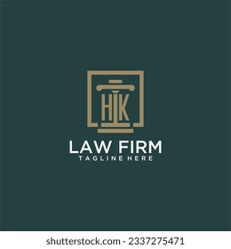HK initial monogram logo for lawfirm with pillar design in creative square