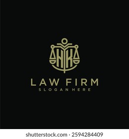 HK initial monogram logo for lawfirm with scale vector design