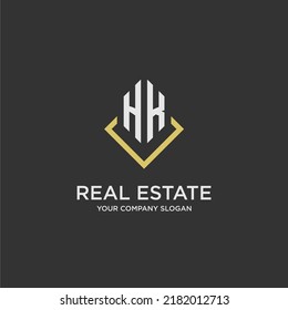 HK initial monogram logo for real estate with polygon style