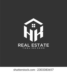 HK initial monogram logo for real estate with polygon shape creative design