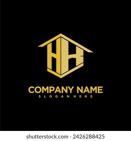 HK initial monogram logo for real estate with creative building style design