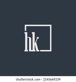 HK initial monogram logo with rectangle style dsign