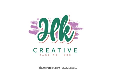 HK Initials, handwriting logo vector