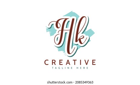 Hk Initials, handwriting logo vector