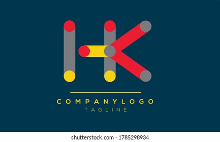 HK initials monogram letter text alphabet logo design