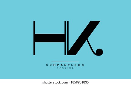HK initials monogram letter text alphabet logo design