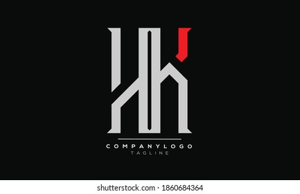 HK initials monogram letter text alphabet logo design