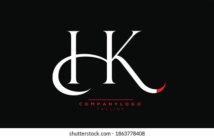 HK initials monogram letter text alphabet logo design