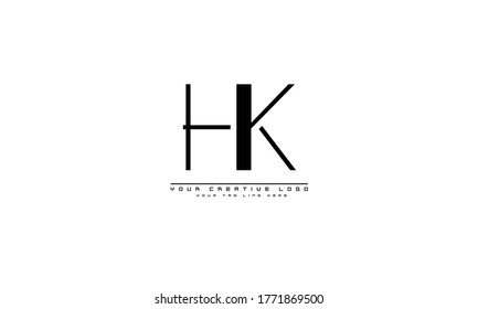 Plantilla de monograma del logotipo del vector abstracto de HK KH