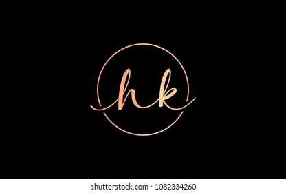 hk kh Circular Cursive Letter Initial Logo Design