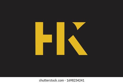 HK or KH and H or K Letter Initial Logo Design, Vector Template