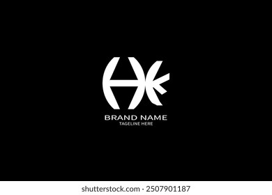 HK letter logo design.  circle, triangle, hexagon, flat and simple style with white color variation letter logo set in one artboard. HK minimalist
