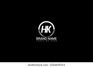 Logo-Design für HK-Buchstaben. Kreis, Dreieck, Sechseck, flacher und einfacher Stil mit weißem Farbvariationsbuchstaben Logo in einer Zeichenfläche. HK minimalistisch