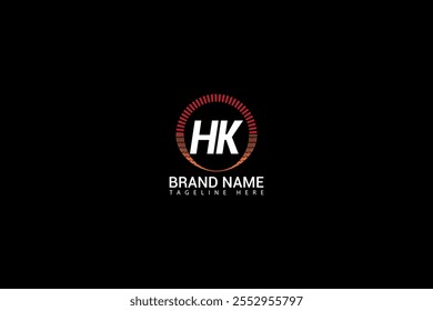 Diseño del logotipo de la letra de HK. círculo, triángulo, hexágono, estilo plano y simple con el logotipo blanco de la letra de la variación del color fijado en una mesa de trabajo. HK minimalista