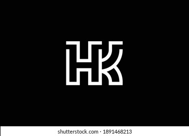 HK letter logo design on luxury background. KH monogram initials letter logo concept. HR icon design. RH elegant and Professional white color letter icon on black background.