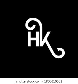 HK letter logo design on black background. HK creative initials letter logo concept. hh letter design. HK white letter design on black background. H K, h k logo
