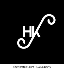 HK letter logo design on black background. HK creative initials letter logo concept. hh letter design. HK white letter design on black background. H K, h k logo