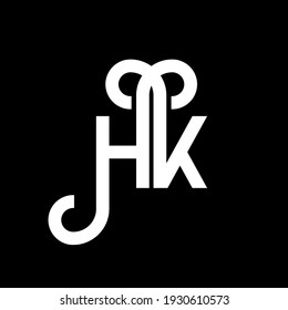 HK letter logo design on black background. HK creative initials letter logo concept. hh letter design. HK white letter design on black background. H K, h k logo