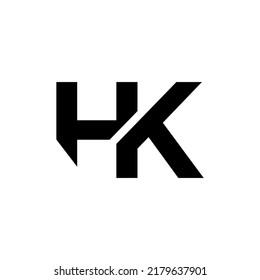 Vector de diseño de logotipo de letras HK aislado en fondo blanco.
