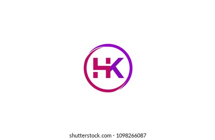 HK Letter Logo Stock vector with purple color and dots. Royalty free