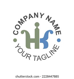 HK letter logo vector crown
