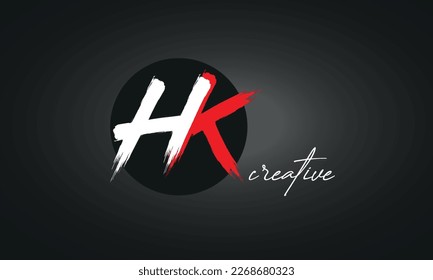HK Letters Brush Paint Logo Symbol, elegantes Vektordesign