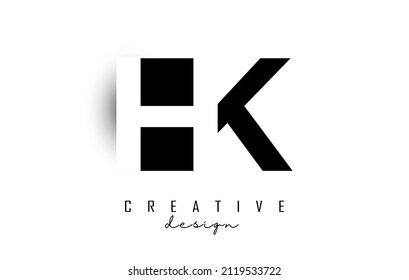 HK letters Logo with negative space design. Vector illustration with with geometric typography. Creative icon with letters.
