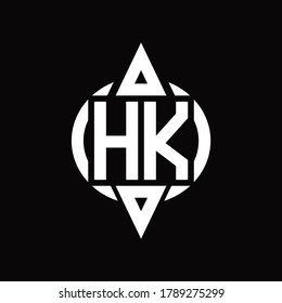 HK Logo with circle rounded combine triangle top and bottom side design template
