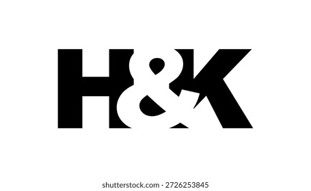 HK Logo Design in fettgedrucktem Stil. Schwarz-weißes Identitätssymbol. Modernes Typografie-Emblem. Symbol für Unternehmensbranding. Minimale Geschäftsvorlage.