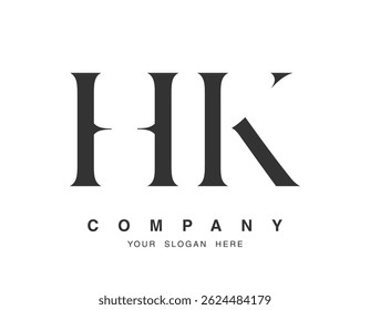 HK Logo Design. Anfangsbuchstabe h und k Serifenschriftart. Kreative klassische Firmenname Typografie. Trendy Logotype oder Identität. Vektorgrafik.