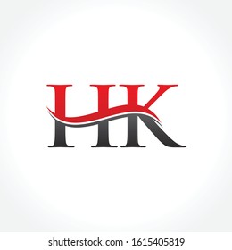 HK Logo Design vector Template Red Black With White Background. Initial HK Vector Illustration