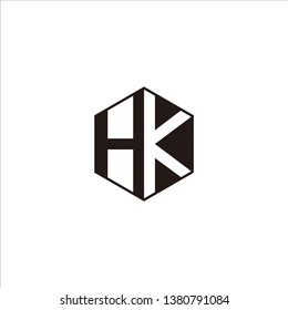 HK Logo Initial Monogram Negative Space Designs Modern Templete with Black color and White Background