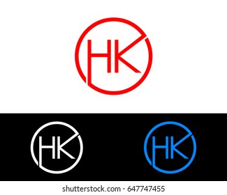 Hk Logo. Letter Design Vector with Red and Black Gold Silver Colors