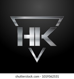 HK Logo, Metal Logo, Silver Logo, Monogram, Polygon