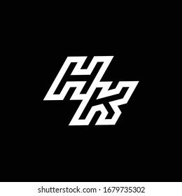 HK logo monogram with up to down style negative space design template isolated on black background
