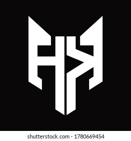 HK Logo monogram with fox head shape design template