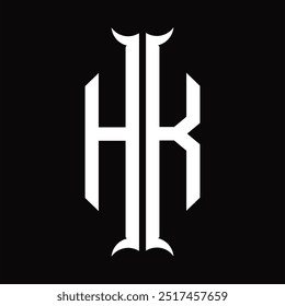 HK Logo monogram hexagon shield with horn shape design template