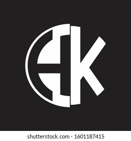 HK Logo monogram with Negative space style design tempate