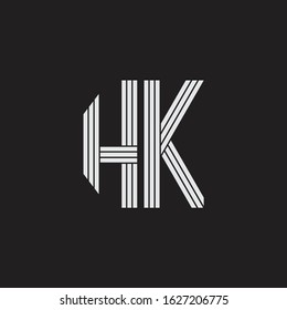 HK Logo monogram with outline style linked isolated on black background