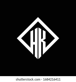 HK logo monogram with square rotate style design template