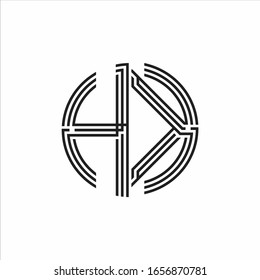 HK Logo monogram triple ribbon style line design template isolated on white background